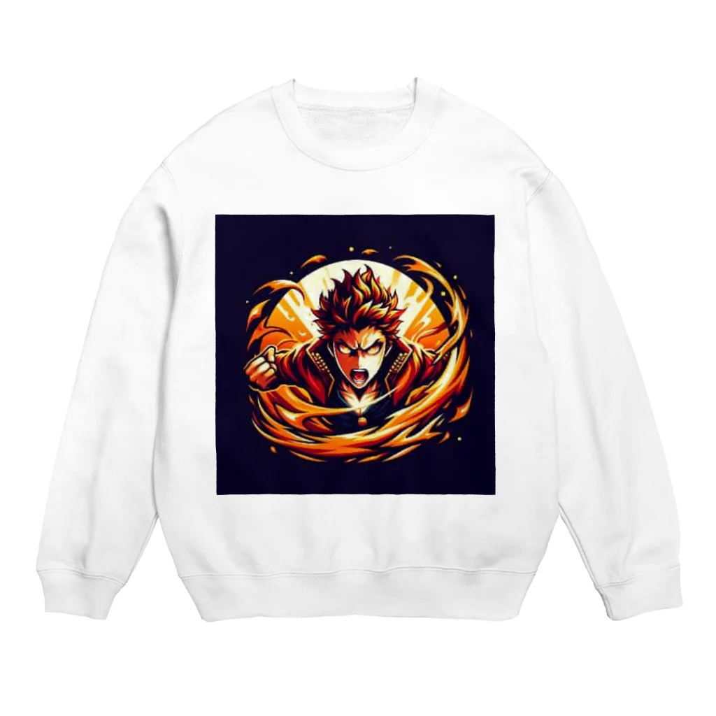 炎のアニメグッズショップの熱血アニメキャラクター オリジナルイラストグッズ Crew Neck Sweatshirt