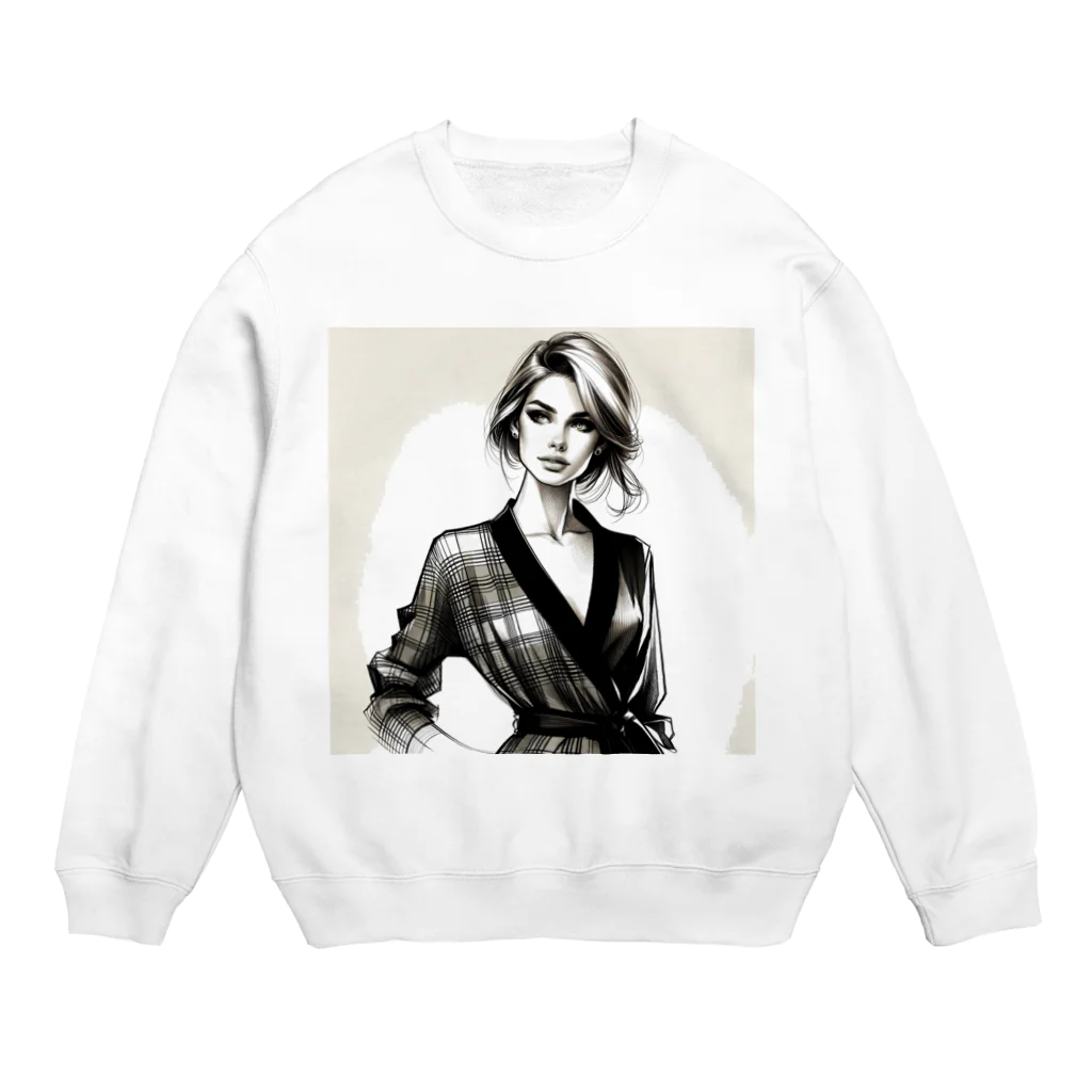 rick-の白黒モデル（女性） Crew Neck Sweatshirt