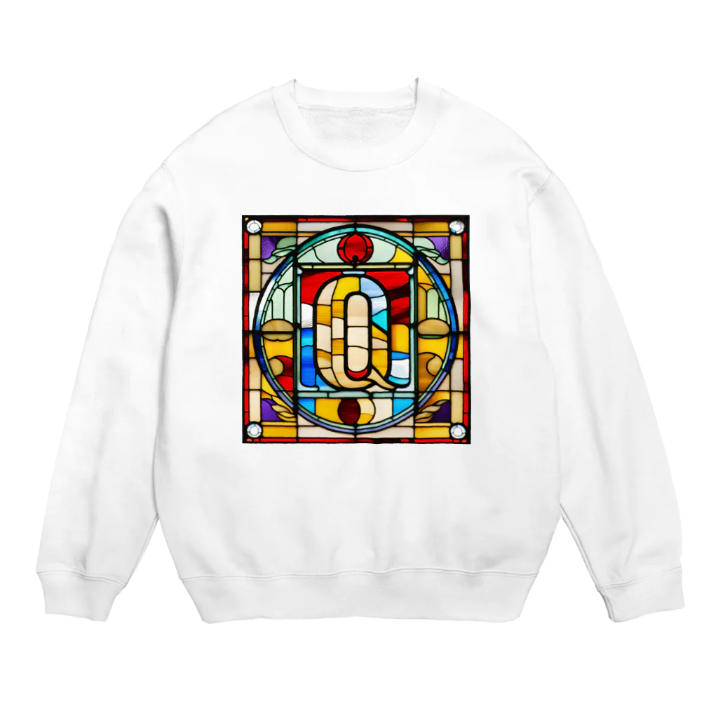 alphabet stained glassのstained glass Q Crew Neck Sweatshirt