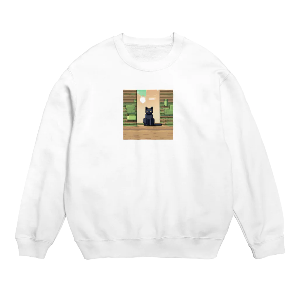 mutounの街中でたたずむ黒猫 Crew Neck Sweatshirt