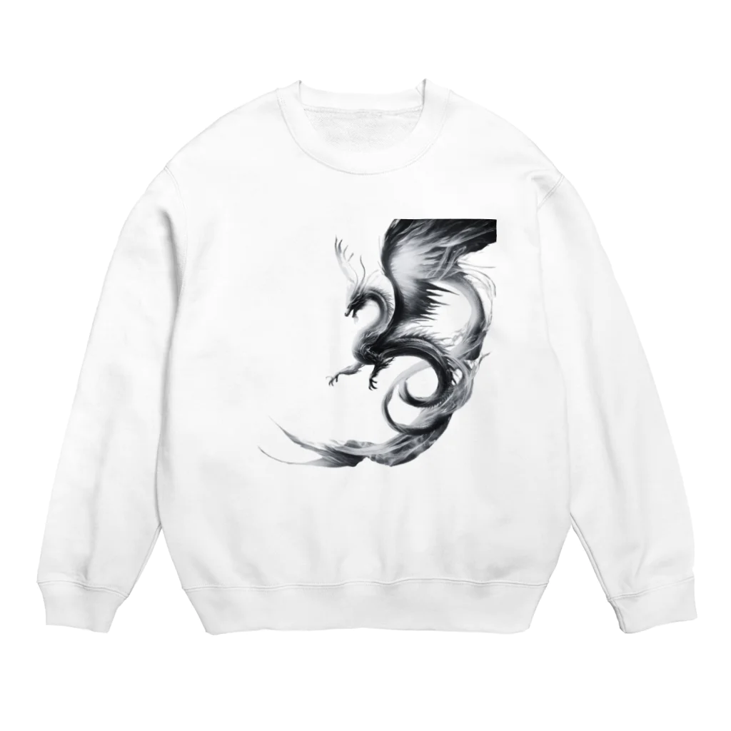 taki・ショップの龍【白黒】 Crew Neck Sweatshirt