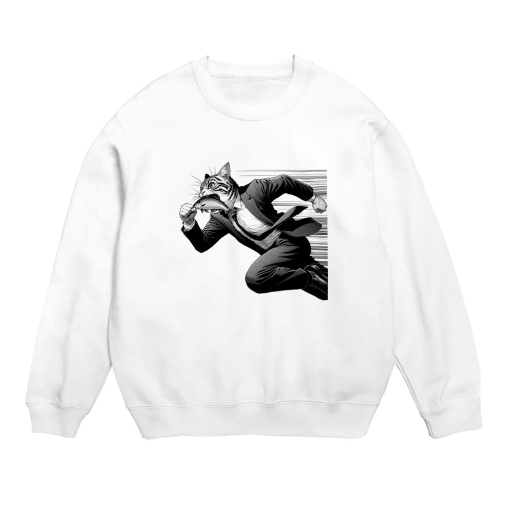 ありSHOPのビジネスキャットのランチタイム Crew Neck Sweatshirt