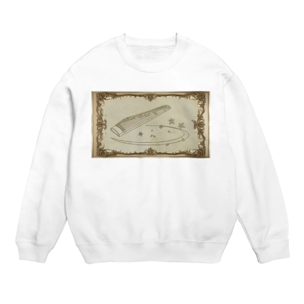 箏譜職人 織姫の箏と桜（アンティーク風） Crew Neck Sweatshirt