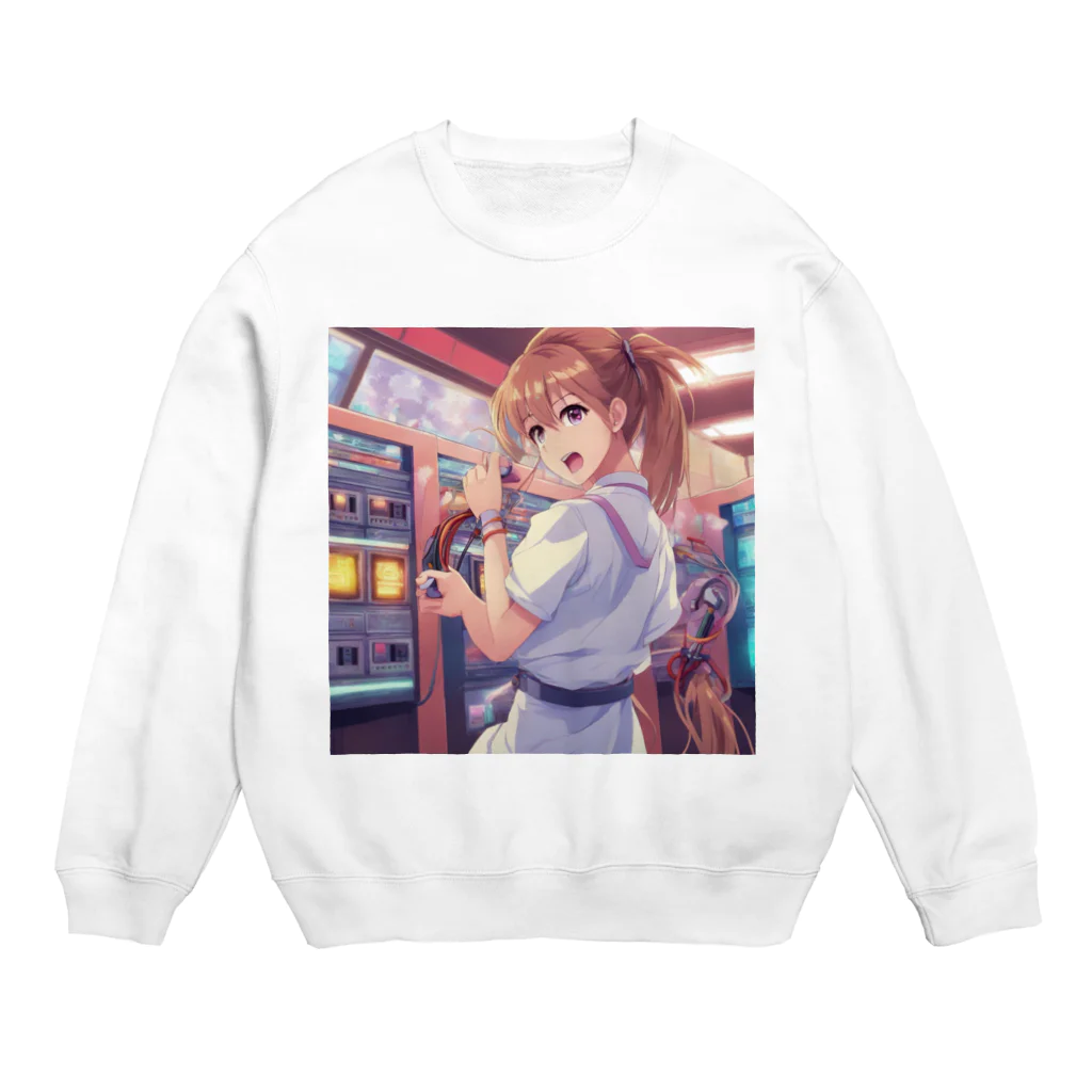 アニメ好きの野生味溢れる店J JK専門店の電気系ポーニーテールJK　 Crew Neck Sweatshirt