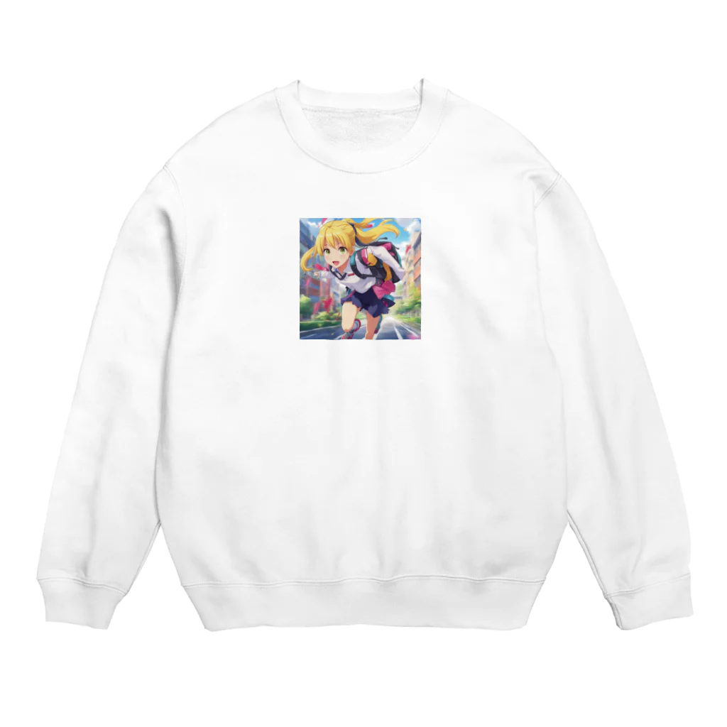 アニメ好きの野生味溢れる店J JK専門店の元気はつらつな、金髪ポニーテールJK Crew Neck Sweatshirt