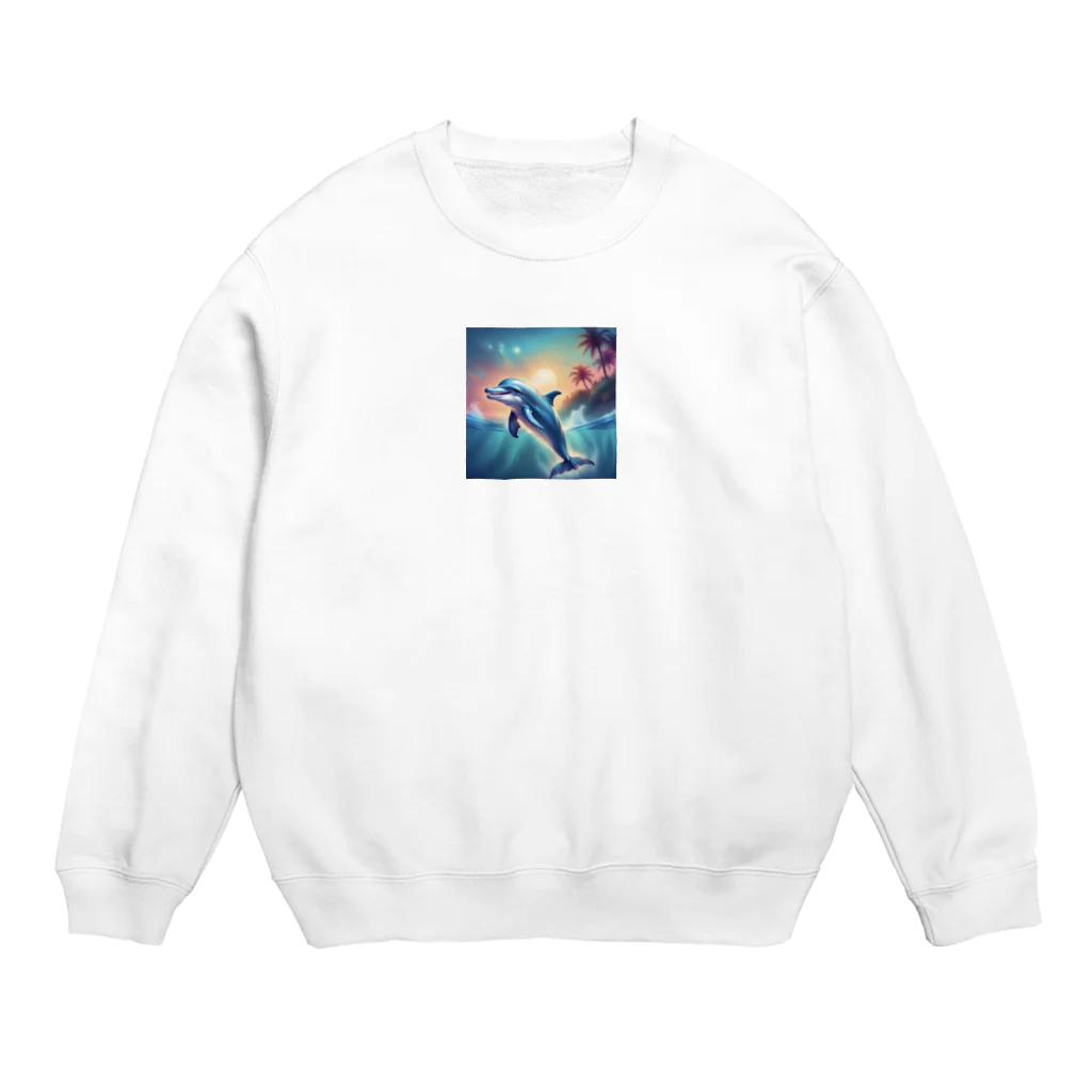 syuko5の水面を跳ねるイルカ Crew Neck Sweatshirt