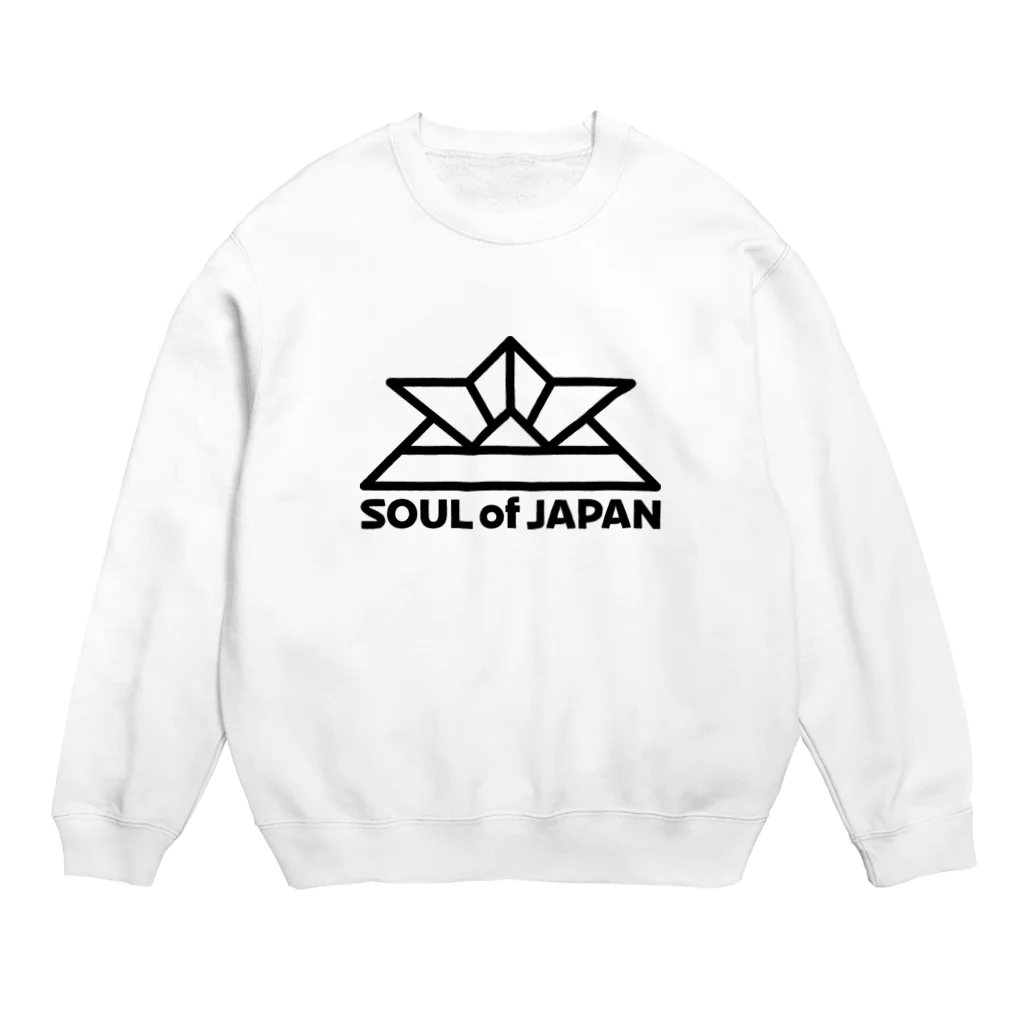 QUQU_WORKSのソウルオブジャパン 折り紙の兜デザイン 大和魂 日本 ブラック Crew Neck Sweatshirt