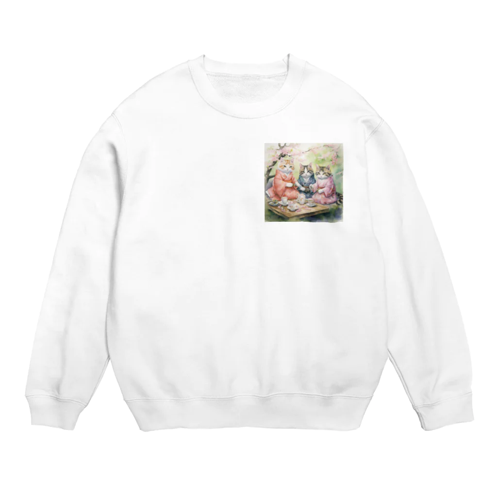 AQUAMETAVERSEの森の中でお茶会をする猫たち Marsa 106 Crew Neck Sweatshirt