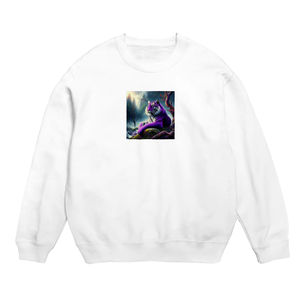 Motidukiの 紫色なトラ Crew Neck Sweatshirt