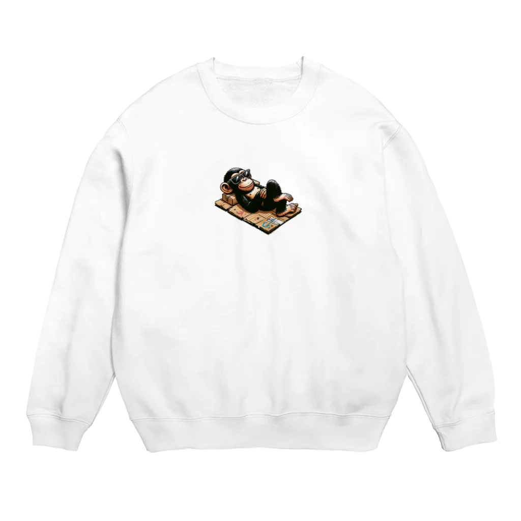 Homeless_chimpanzeeの陽気なホームレスチンパンくん Crew Neck Sweatshirt