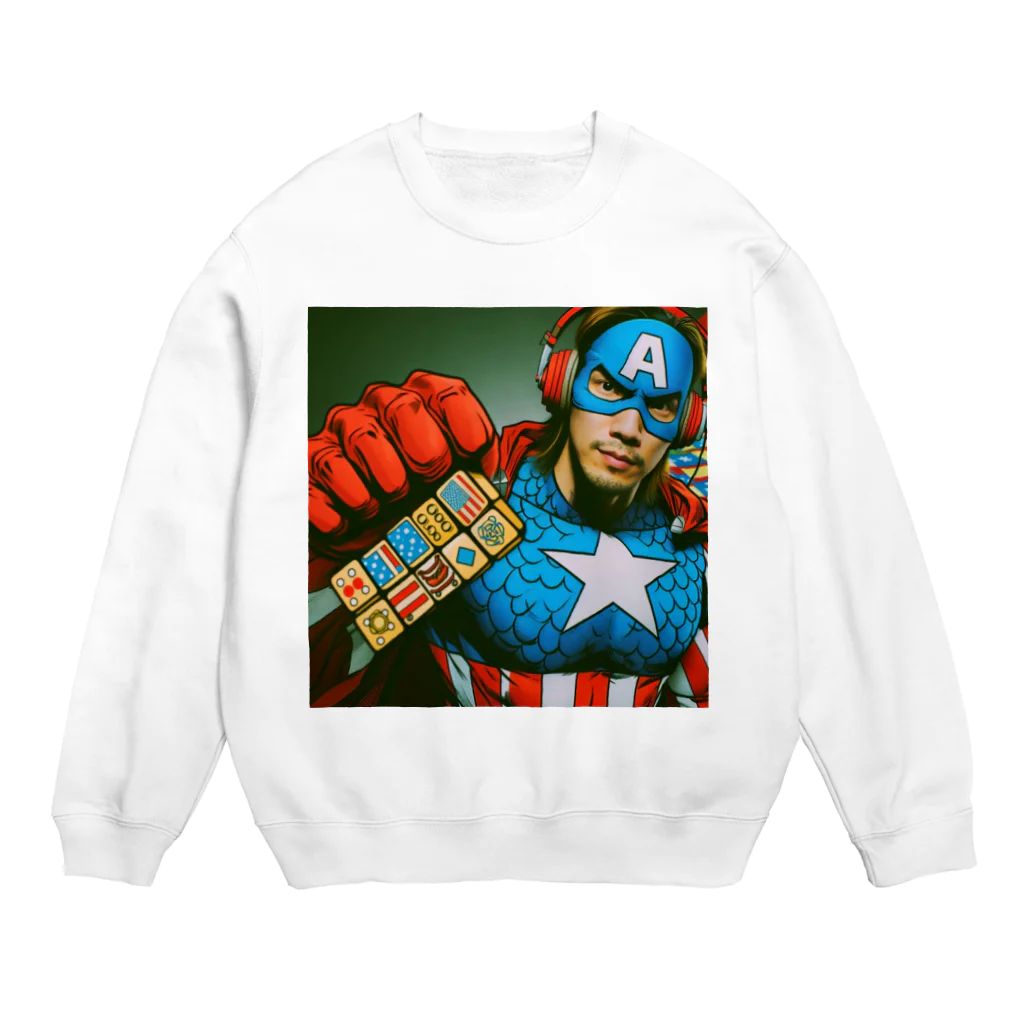 まいけんの怪しいアメコミヒーロー maiken Crew Neck Sweatshirt