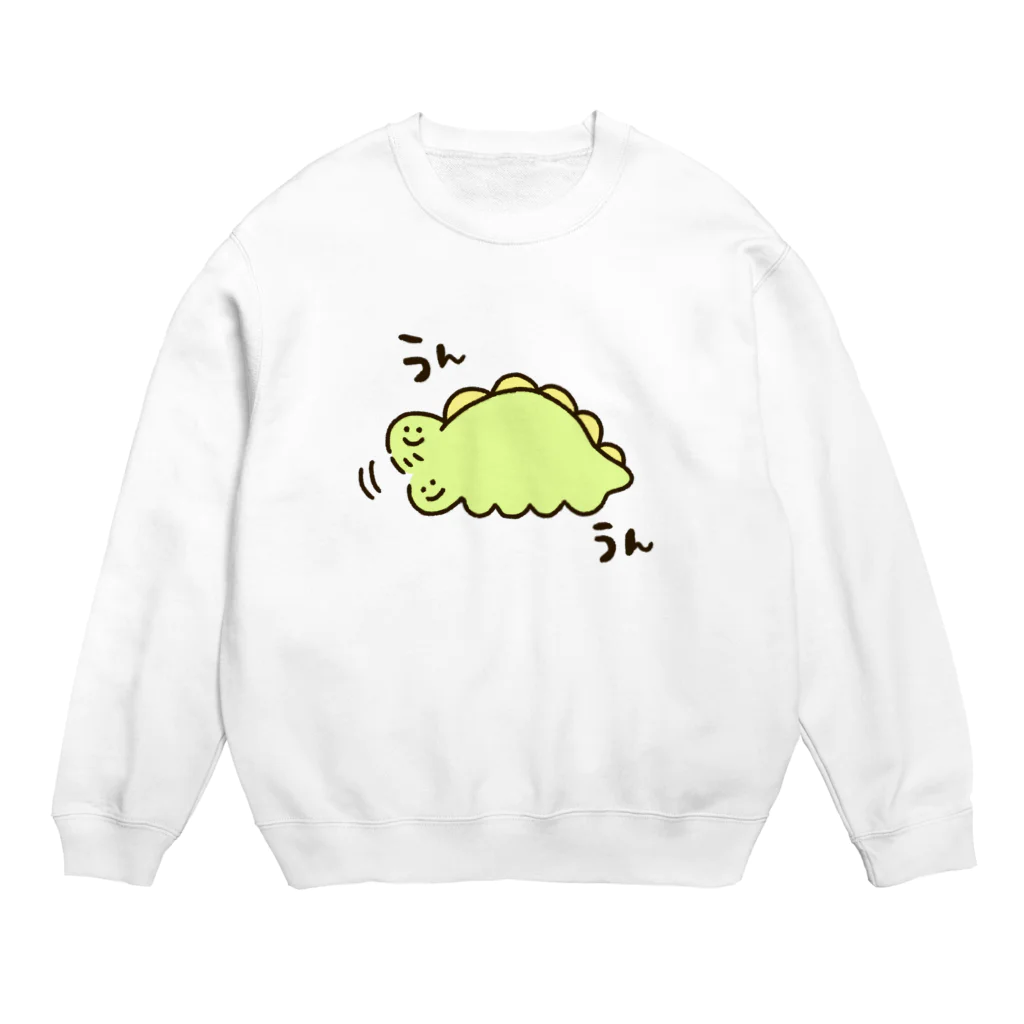 もちもちサウルスのもちもちサウルス(うんうん) Crew Neck Sweatshirt