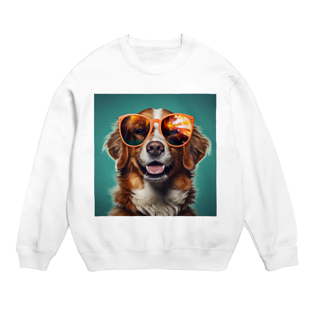 AQUAMETAVERSEのサングラスをかけた、かわいい犬 Marsa 106 Crew Neck Sweatshirt