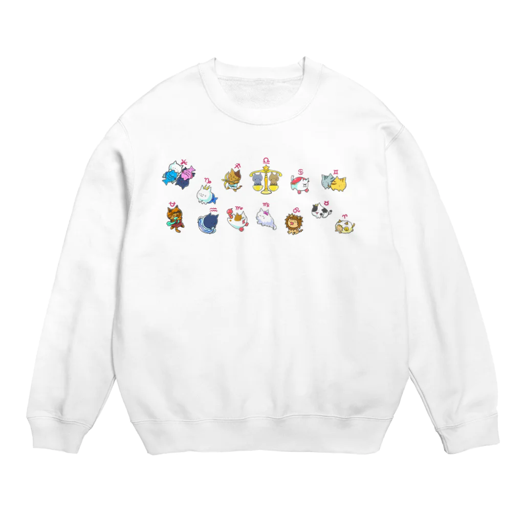 もふもふ堂の１２星座と猫コラボ Crew Neck Sweatshirt