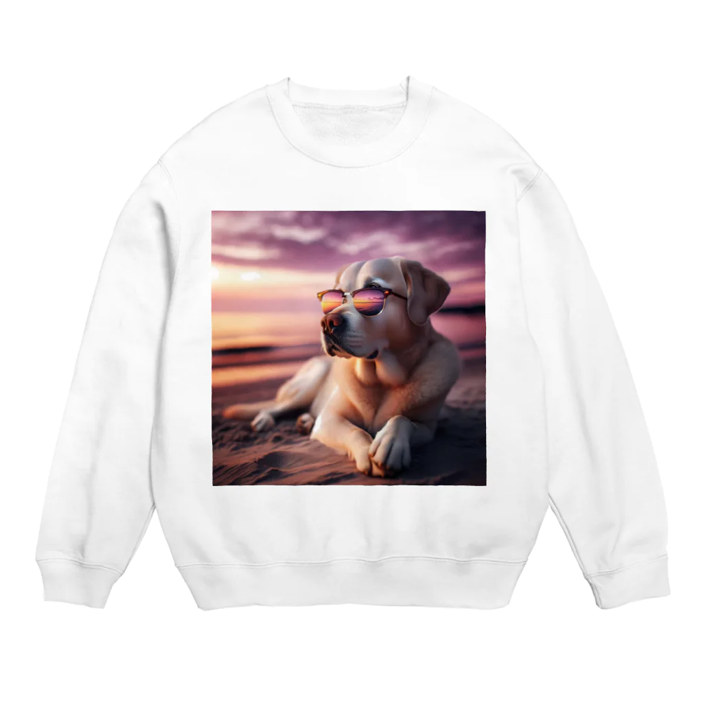 AQUAMETAVERSEのサングラスをかけた、かわいい犬 Marsa 106 Crew Neck Sweatshirt