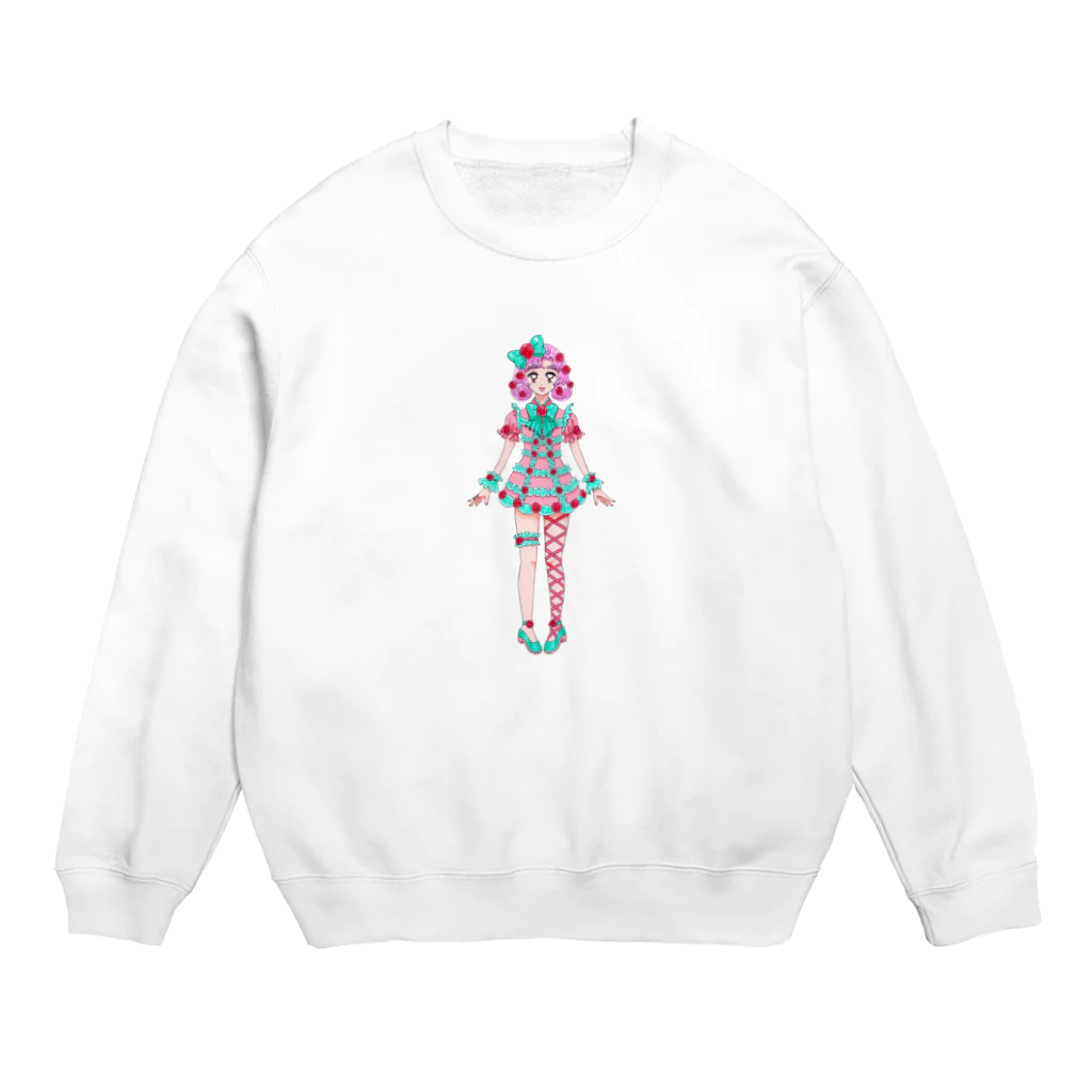 woooooooの薔薇肉沢パニ江 Crew Neck Sweatshirt