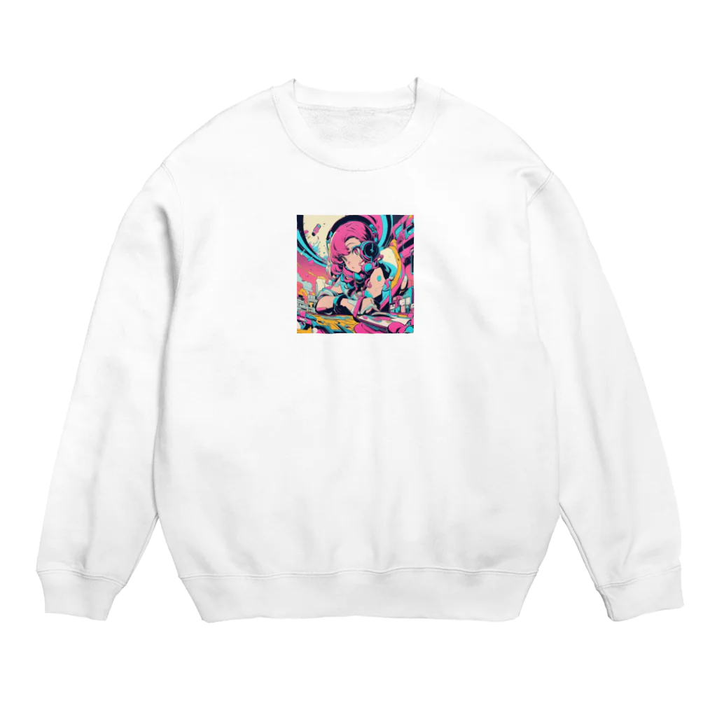 カピパーラ🐻のヒップホップDJガール♪ Crew Neck Sweatshirt