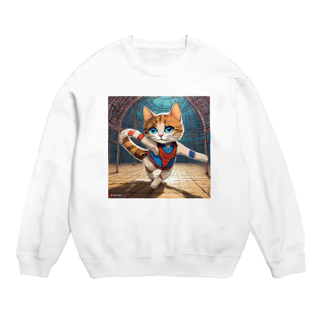 bleeの新体操する猫 Crew Neck Sweatshirt