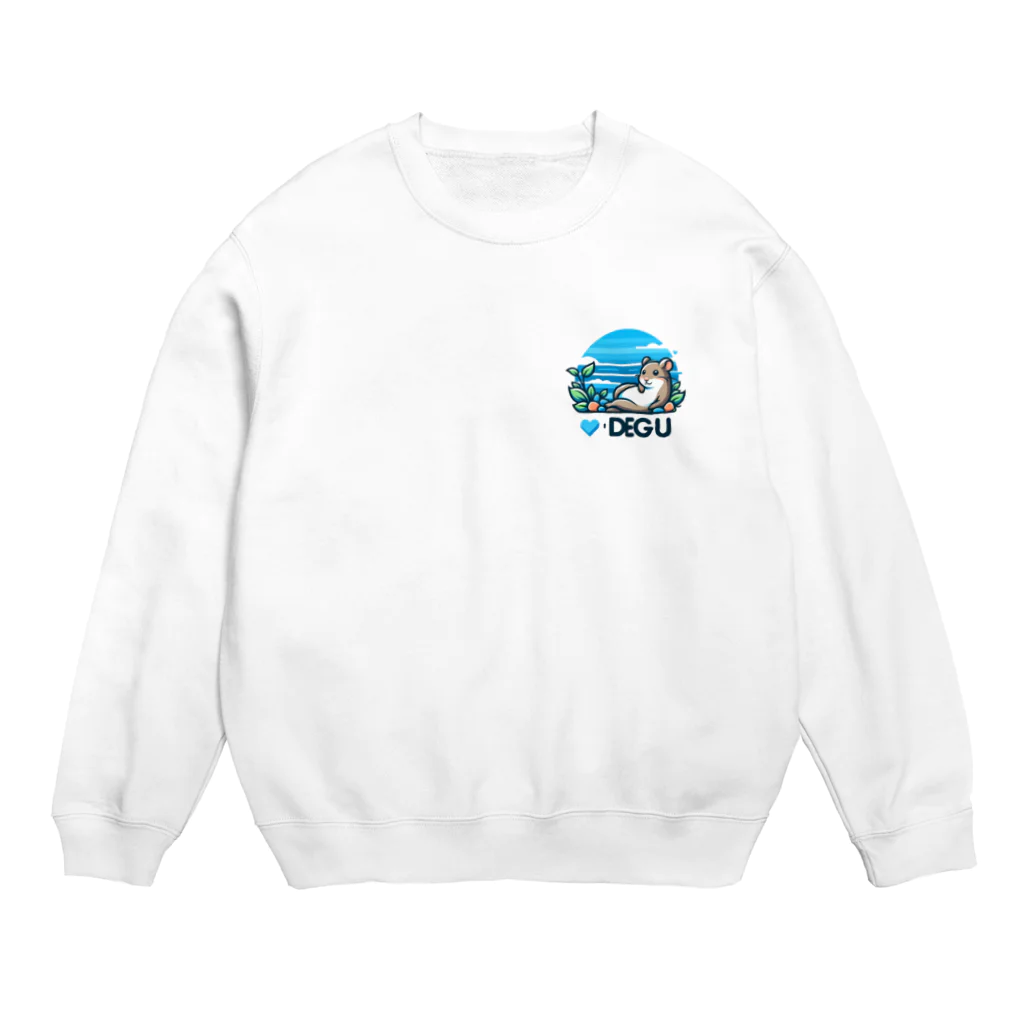 とろろショップのデグー(ブルー系) Crew Neck Sweatshirt