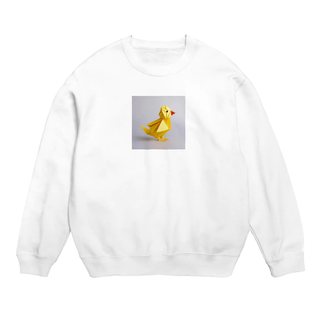 いろとりどりのどうぶつの折り紙ひよこグッズ Crew Neck Sweatshirt