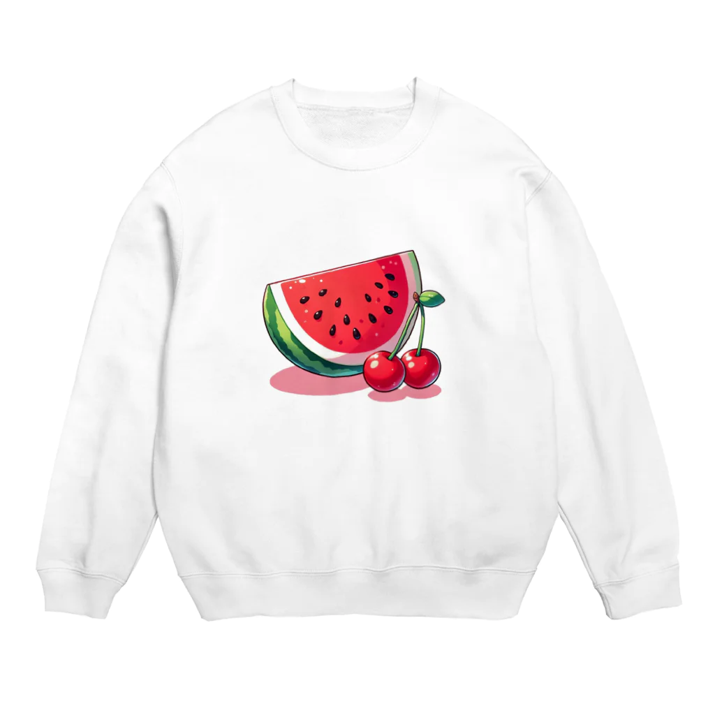 jokemanのスイカとチェリー Crew Neck Sweatshirt