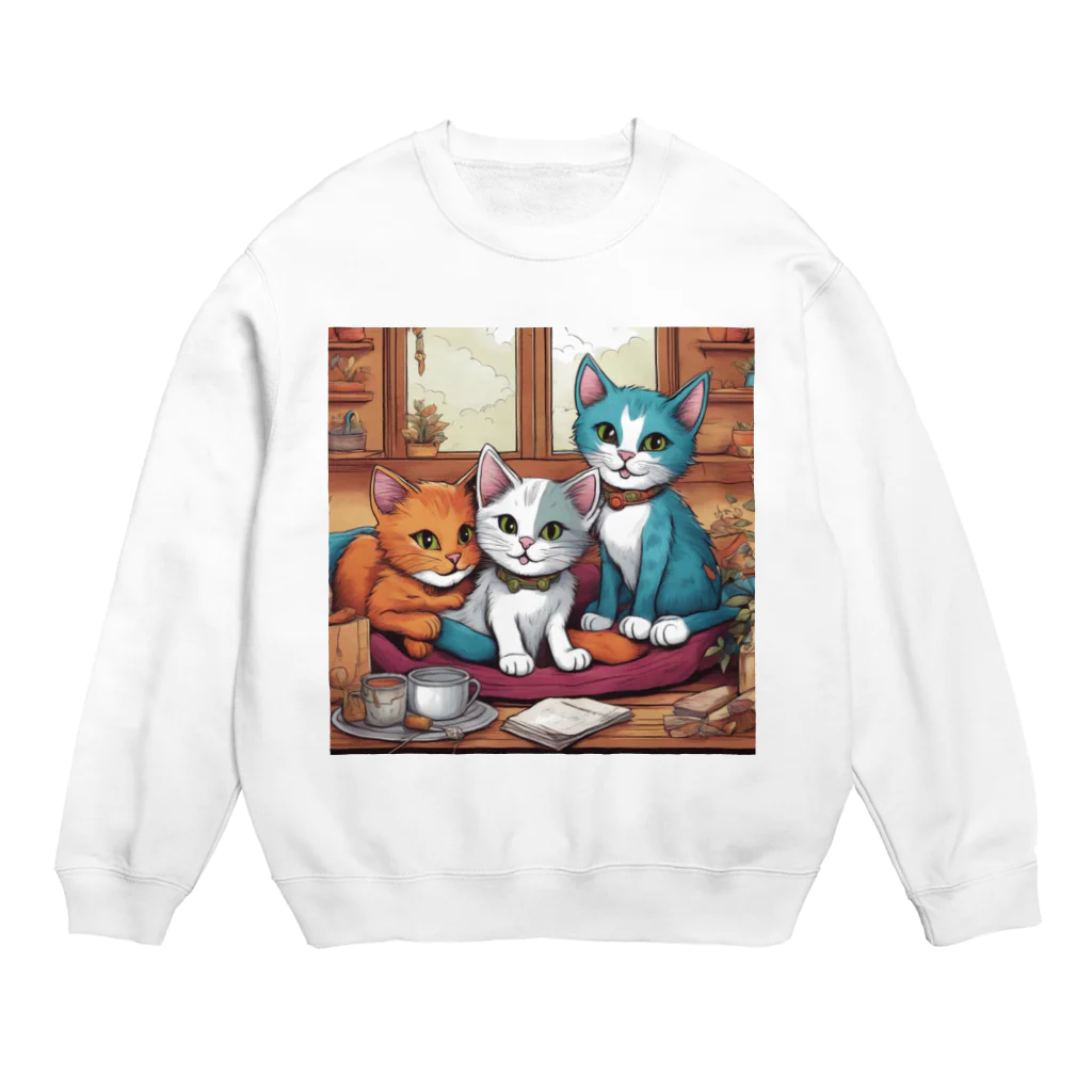 にゃんこーねこの3匹の子猫 Crew Neck Sweatshirt