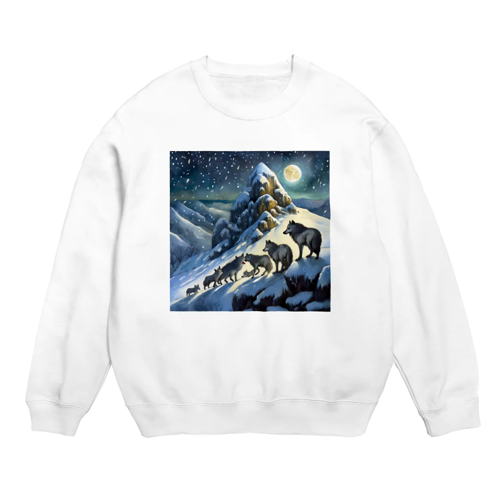 DREAMHOUSEの雪山のオオカミの群れ Crew Neck Sweatshirt