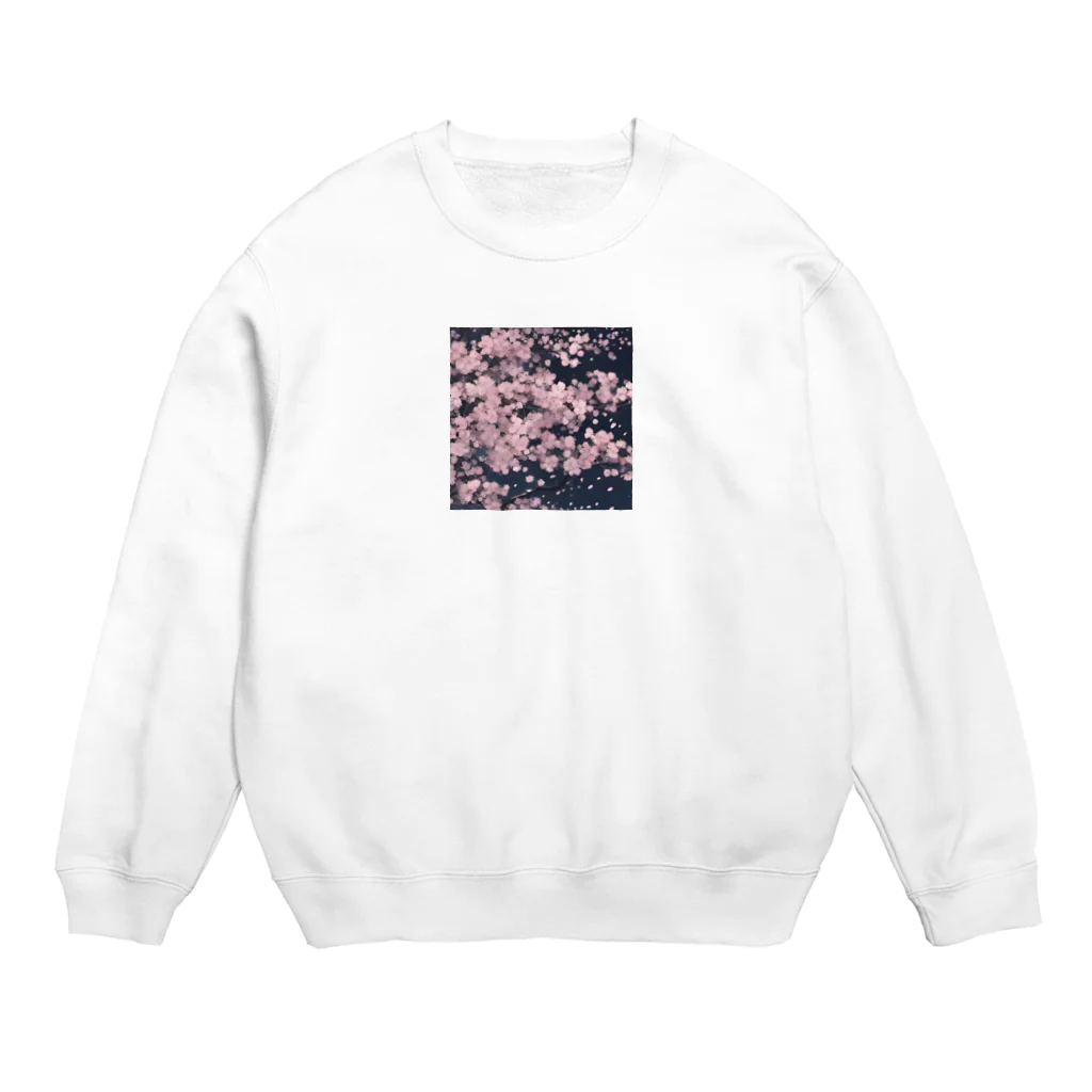 ほっと一息の夜桜 Crew Neck Sweatshirt