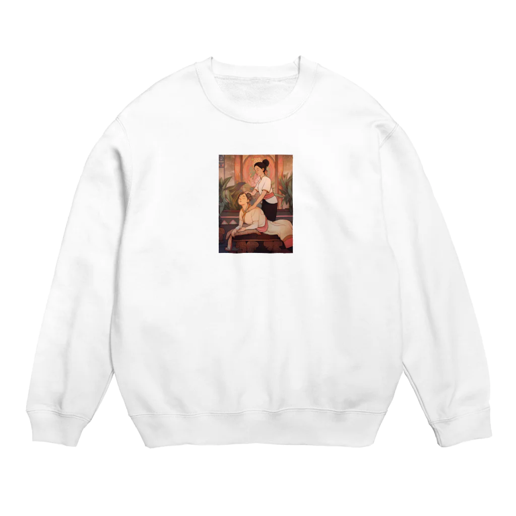 マロ＆モモふぁくとりーの庭園スパの穏やかなひととき Crew Neck Sweatshirt