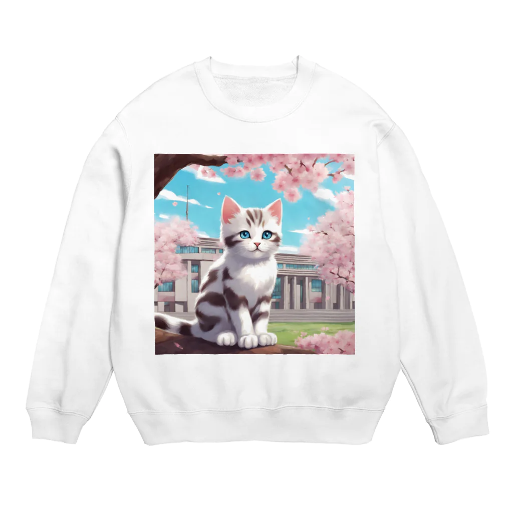 yoiyononakaの春と桜と虎縞白猫10 Crew Neck Sweatshirt