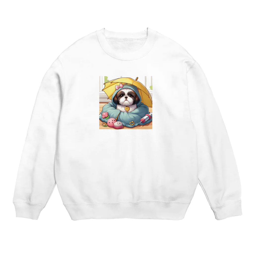 ワンコとにゃんちゃんズのアンブレラシーズー Crew Neck Sweatshirt