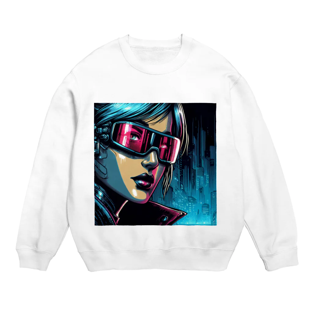 kangekiのサイバーパンクガールNo.42 Crew Neck Sweatshirt