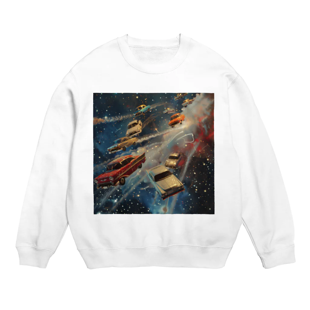 MistyStarkの宇宙を飛び交う車たち Crew Neck Sweatshirt