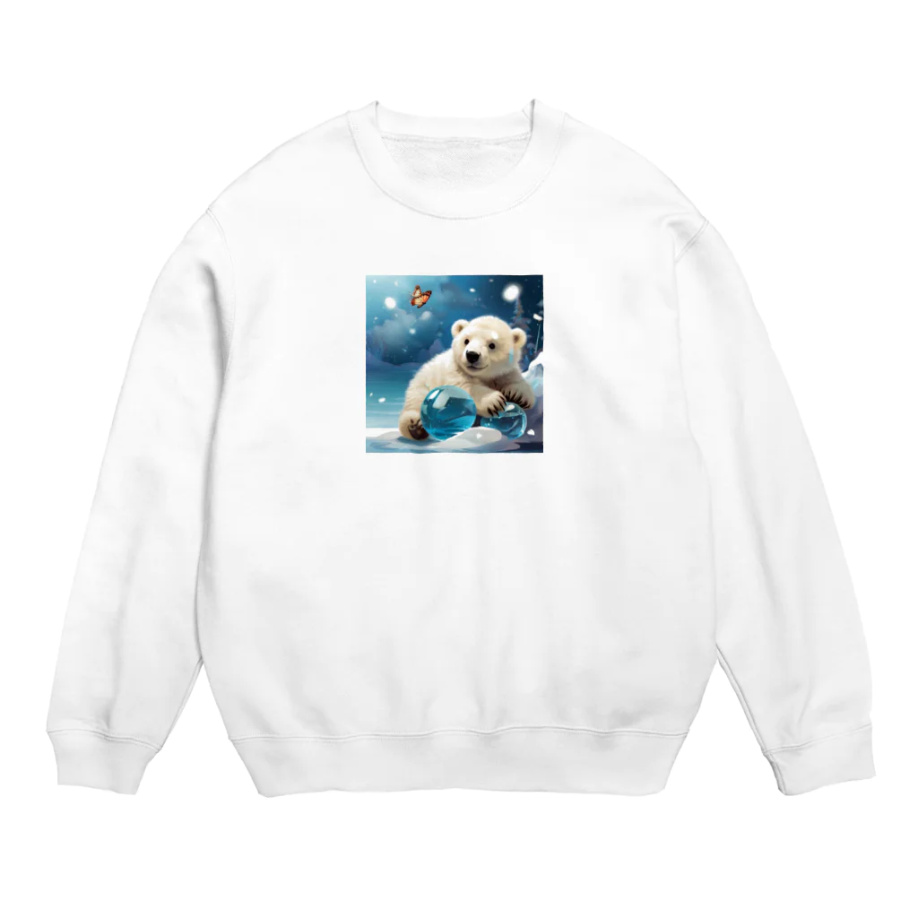 りんりんの可愛いシロクマちゃんショップ　かわいいよ！のボールを守っている白熊 Crew Neck Sweatshirt