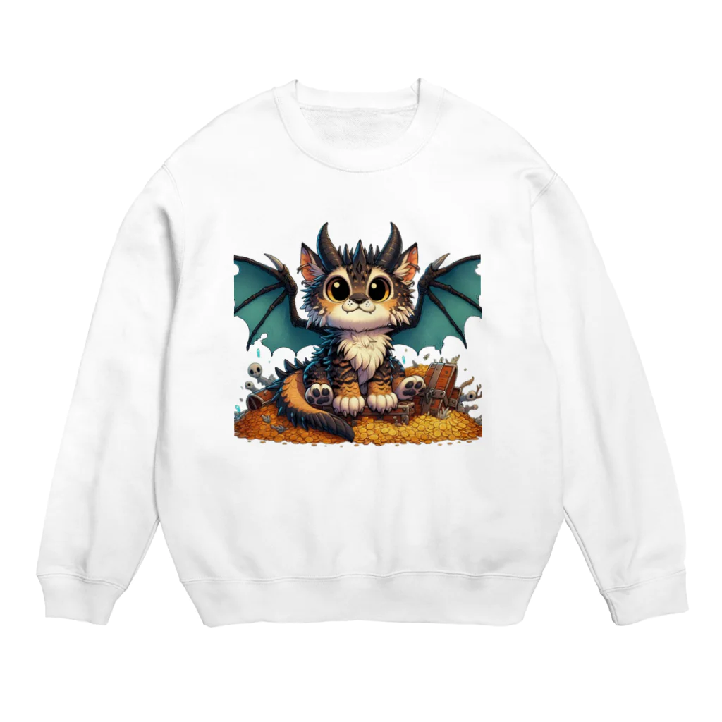 nekodoragonの猫ドラゴン　背景透過ver Crew Neck Sweatshirt