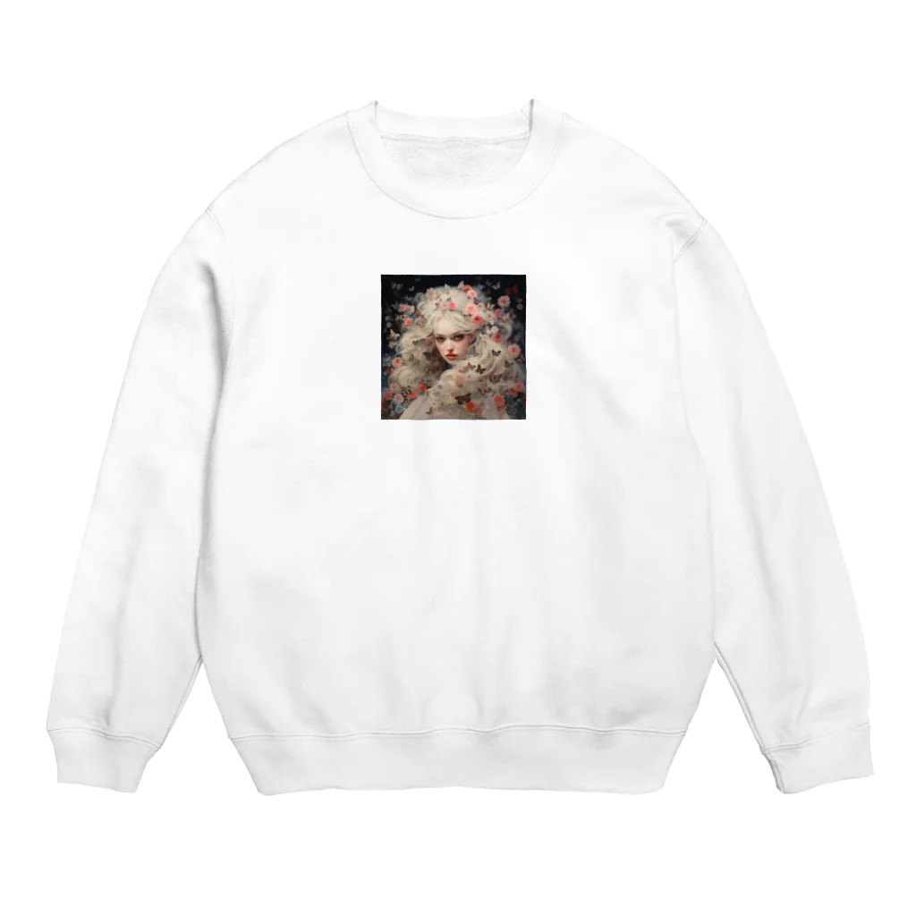 AQUAMETAVERSEの花と蝶の中に入り込む女性　なでしこ1478 Crew Neck Sweatshirt