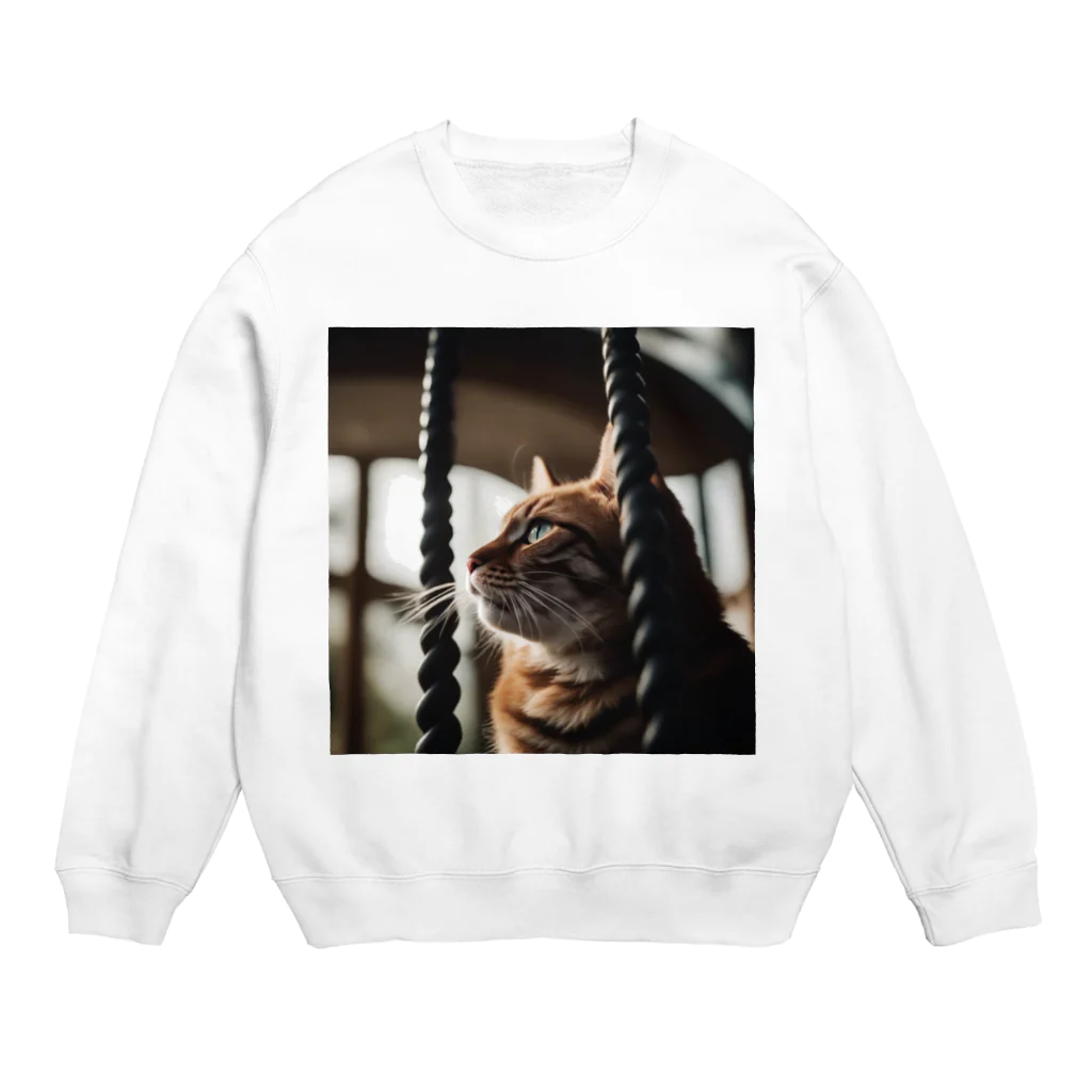 feliceのタワーに登っている猫 Crew Neck Sweatshirt