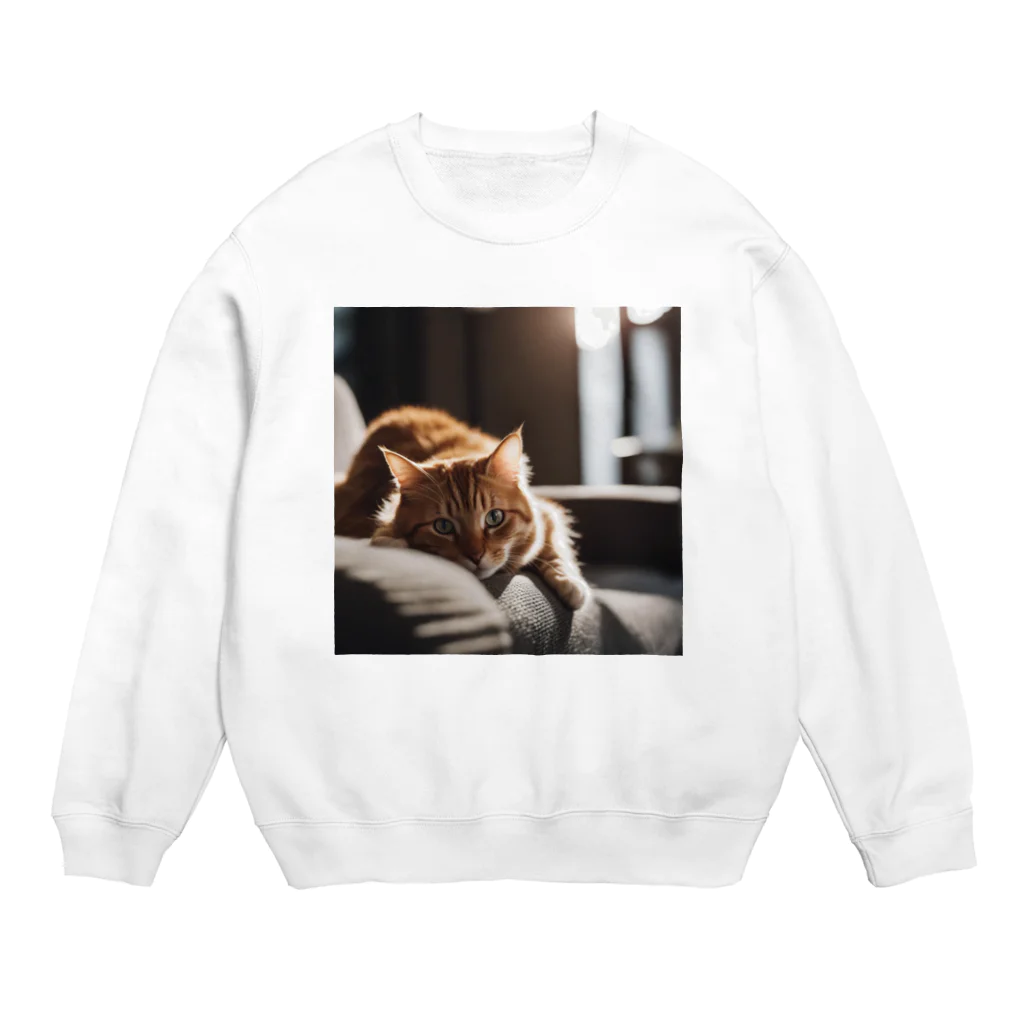 feliceのリビングでごろんとする猫 Crew Neck Sweatshirt