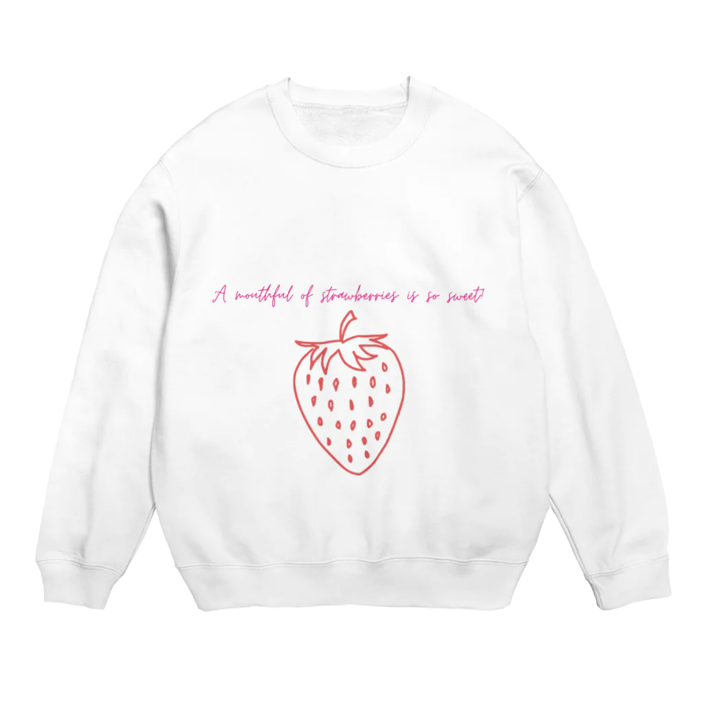 納豆ごはんのA mouthful of strawberries is so sweet! Crew Neck Sweatshirt