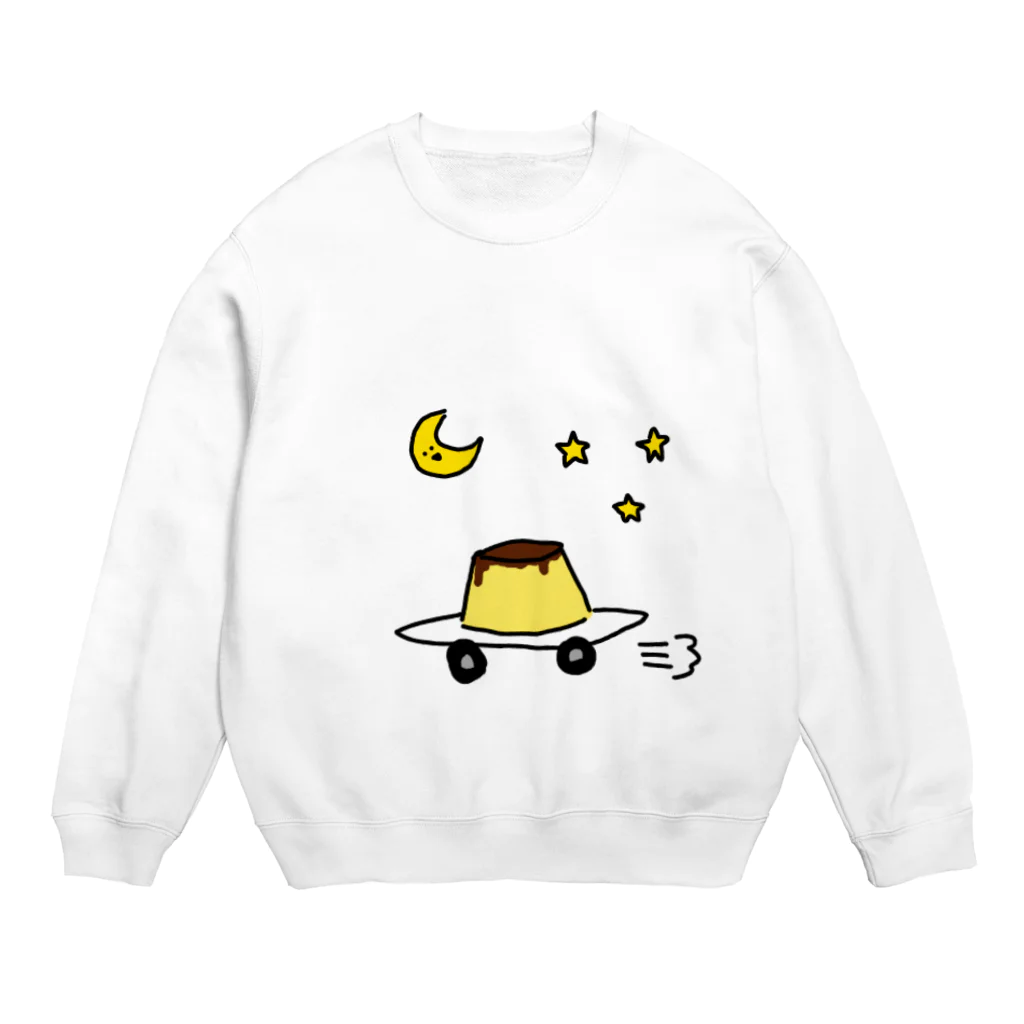 愛と幸せの魔法使いの月夜に駆けるプリン Crew Neck Sweatshirt