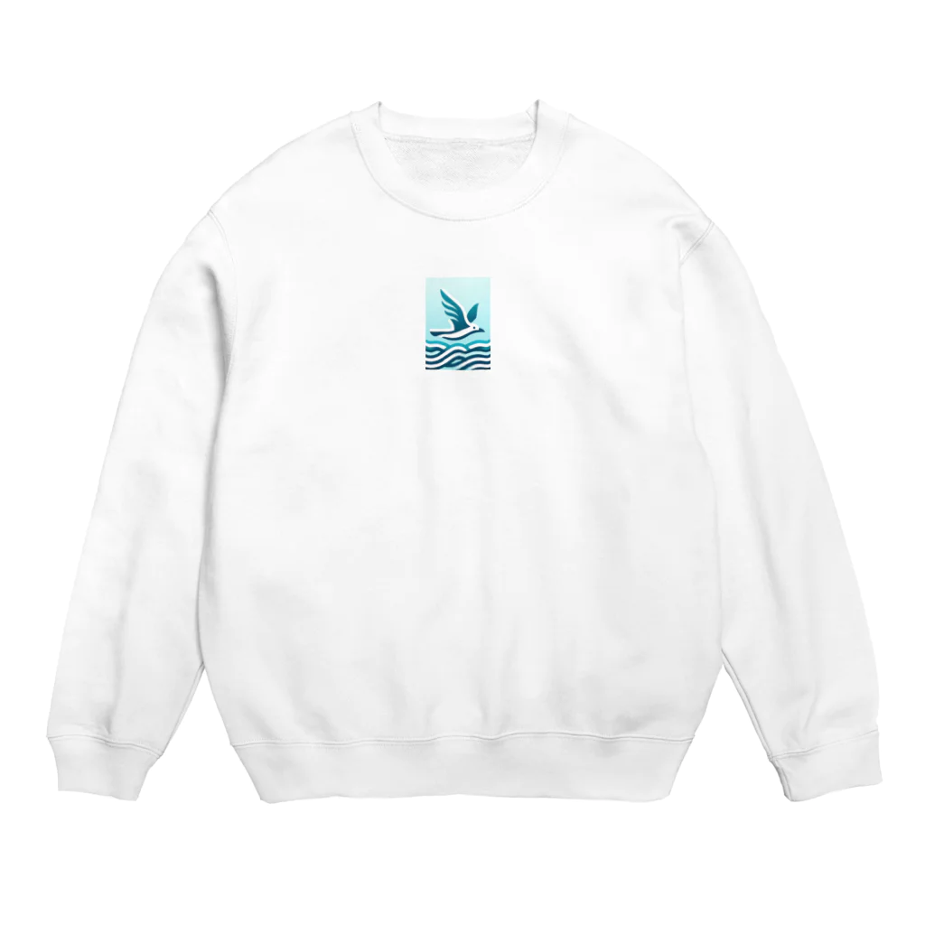 ねこにんじゃショップの海とカモメ Crew Neck Sweatshirt