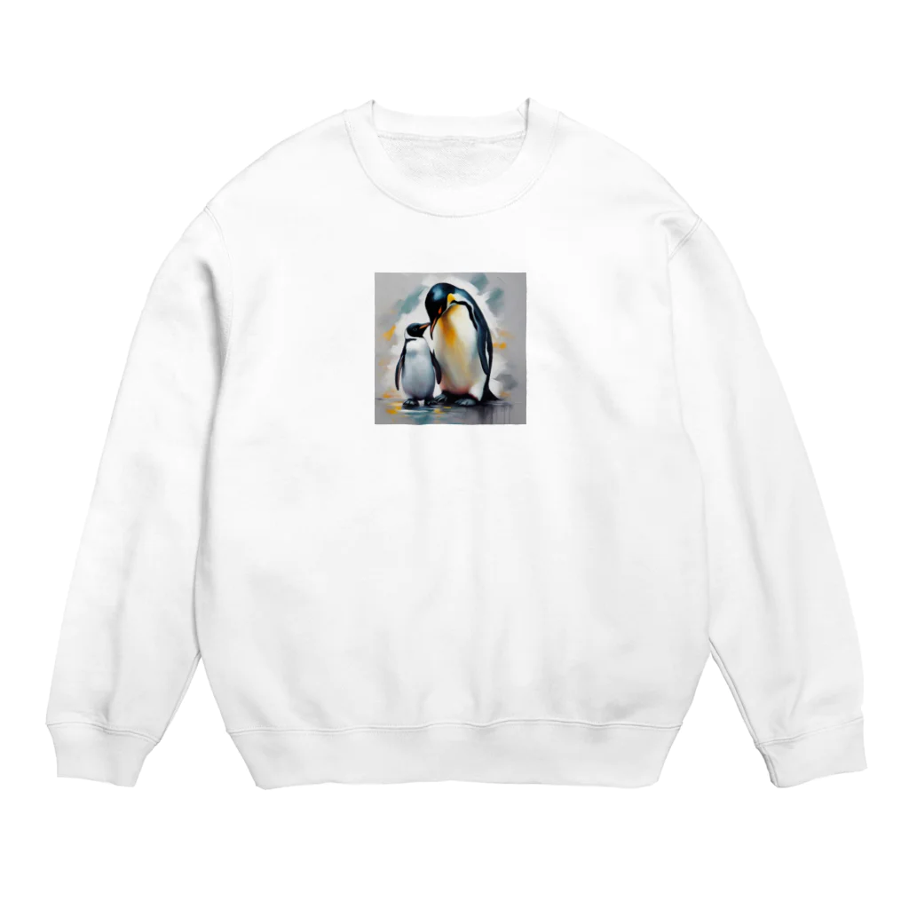 akipen76の愛する家族と幸せに暮らすペンギン Crew Neck Sweatshirt