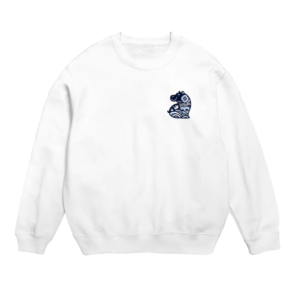 MYoshiの和柄　カバ④ Crew Neck Sweatshirt