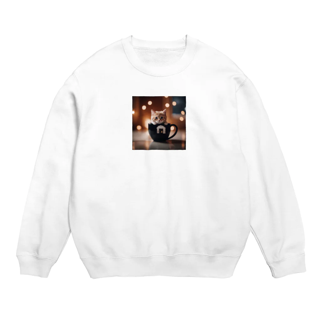 Kazmax14のマグカップからこんにちわ～マンチカン Crew Neck Sweatshirt