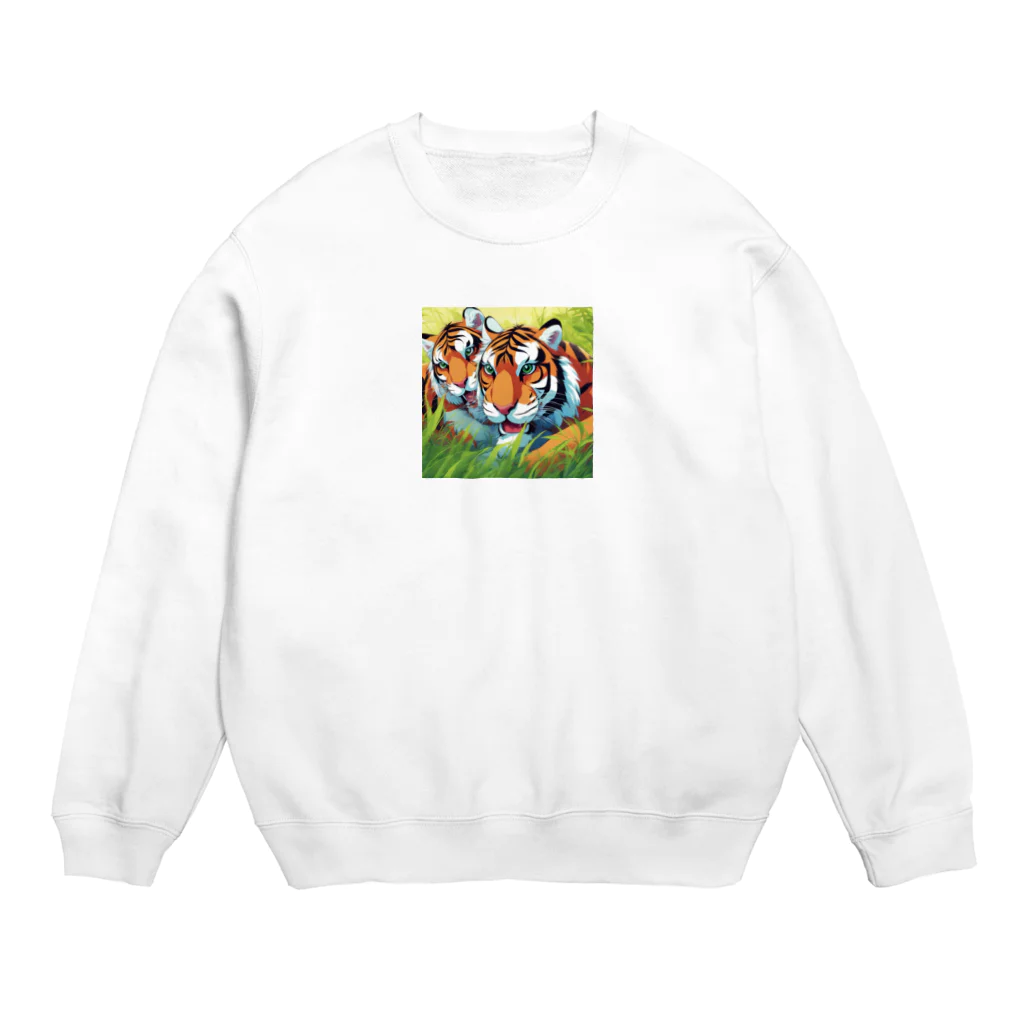 dora-6の他の虎と遊んでいる虎 Crew Neck Sweatshirt