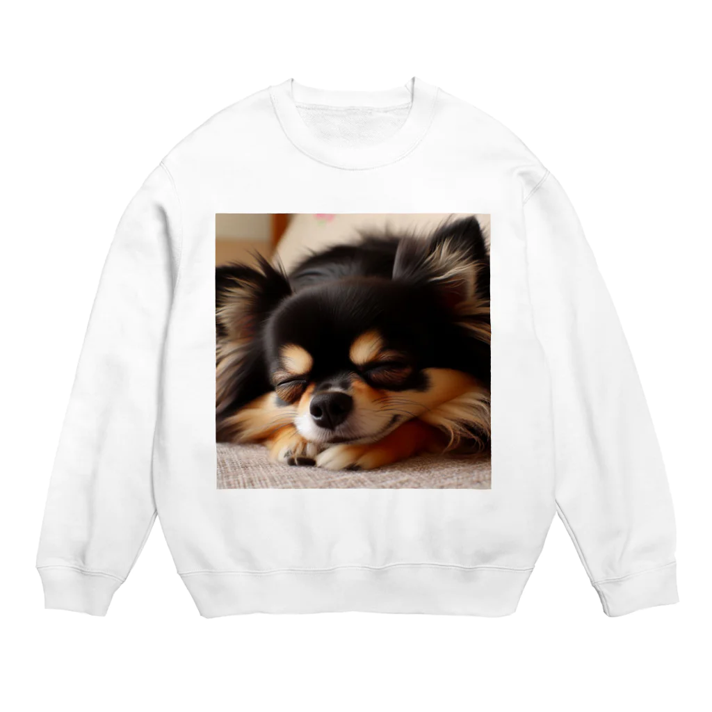 チワワちゃんのチワワのかわいい寝顔 Crew Neck Sweatshirt