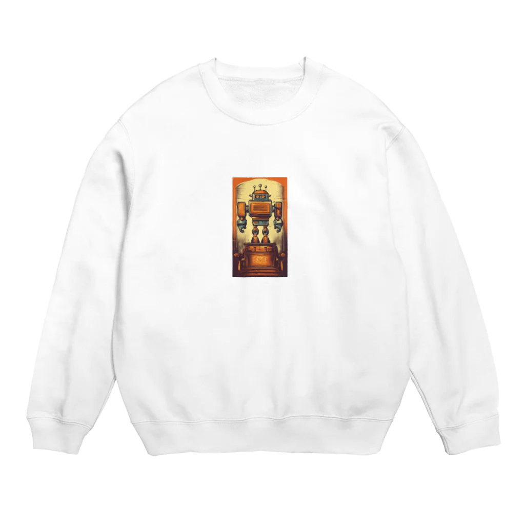 mirinconixのブリキのヴィンテージ風ロボットのイラスト Crew Neck Sweatshirt