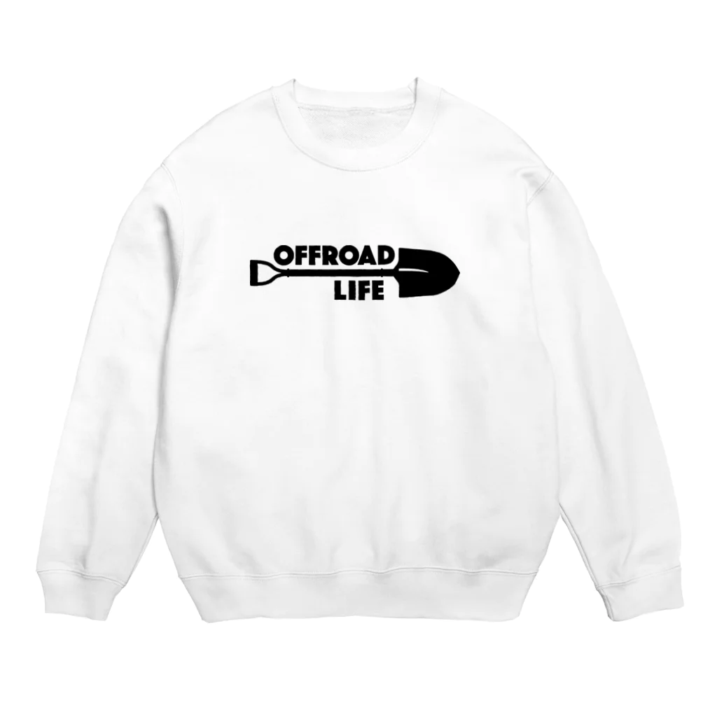 QUQU_WORKSのオフロードライフ スコップデザイン クロカン ブラック Crew Neck Sweatshirt