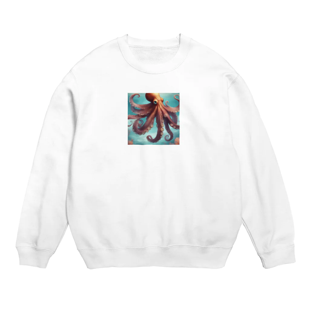 namuhatimanの海を泳いでいるタコ Crew Neck Sweatshirt