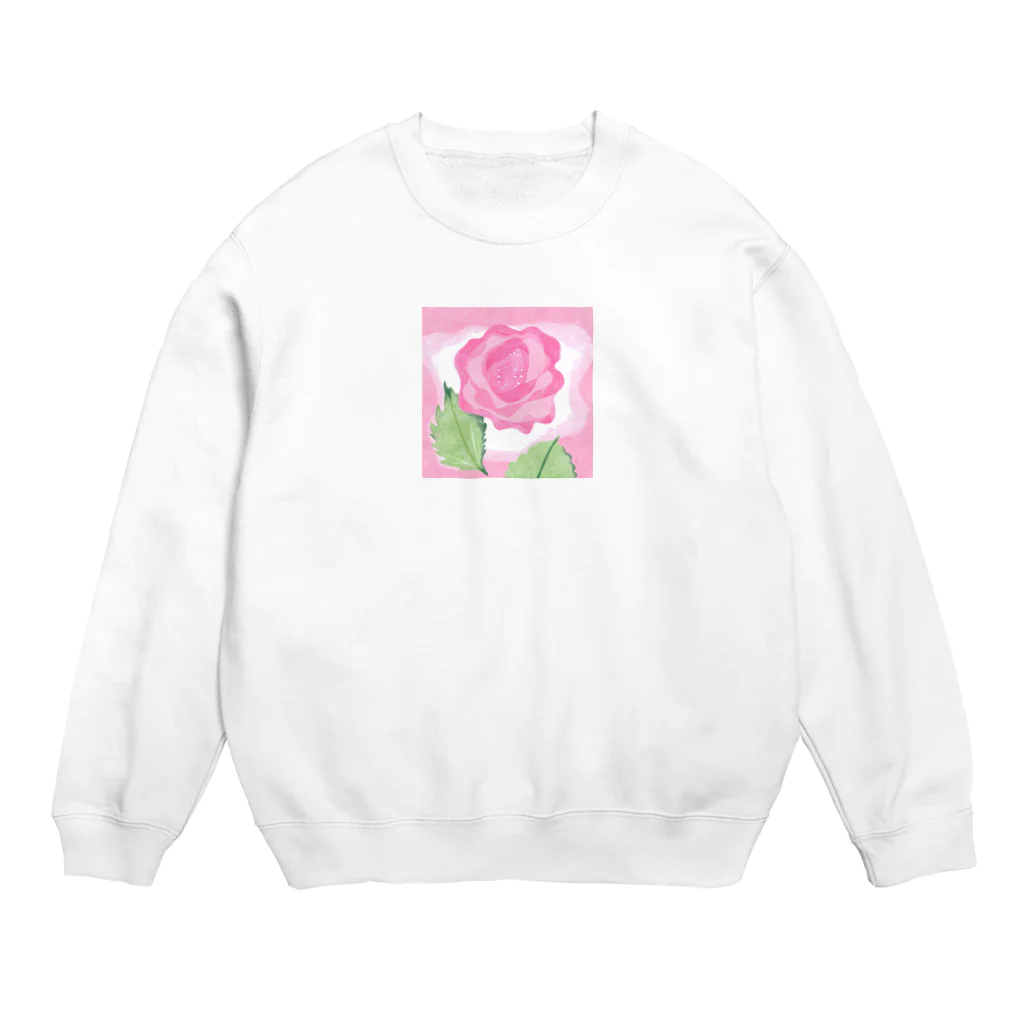 ピンク系水彩画のピンクのバラ Crew Neck Sweatshirt